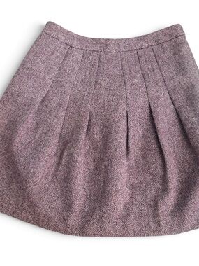 Wool pleated mauve Skirt with herringbone patter Gap size 1